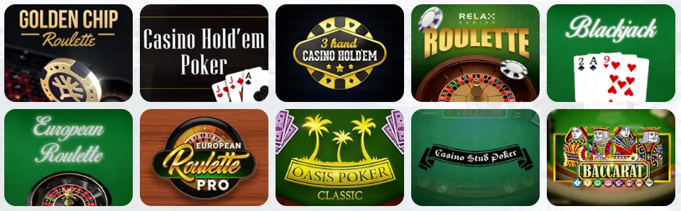 Bordspill på ROCKET RICHES CASINO