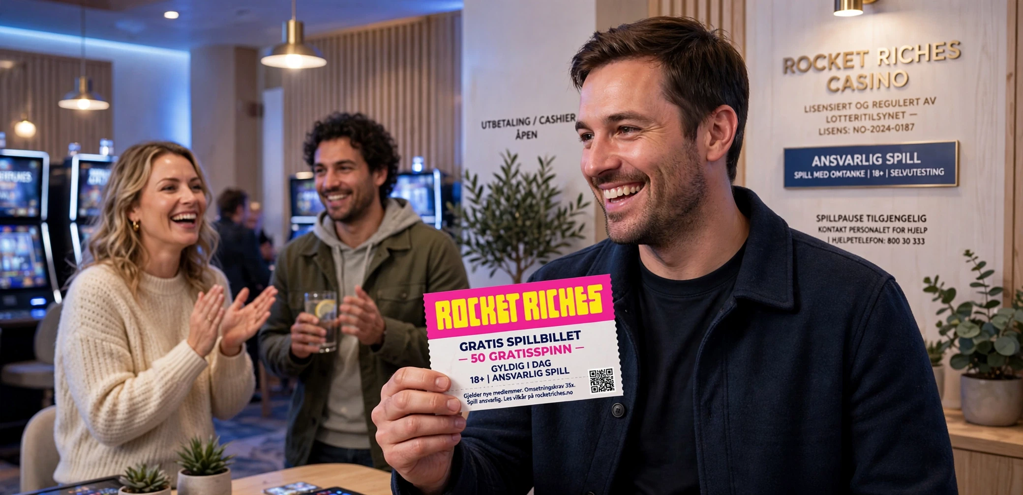 en person med en casinobonus ROCKET RICHES CASINO