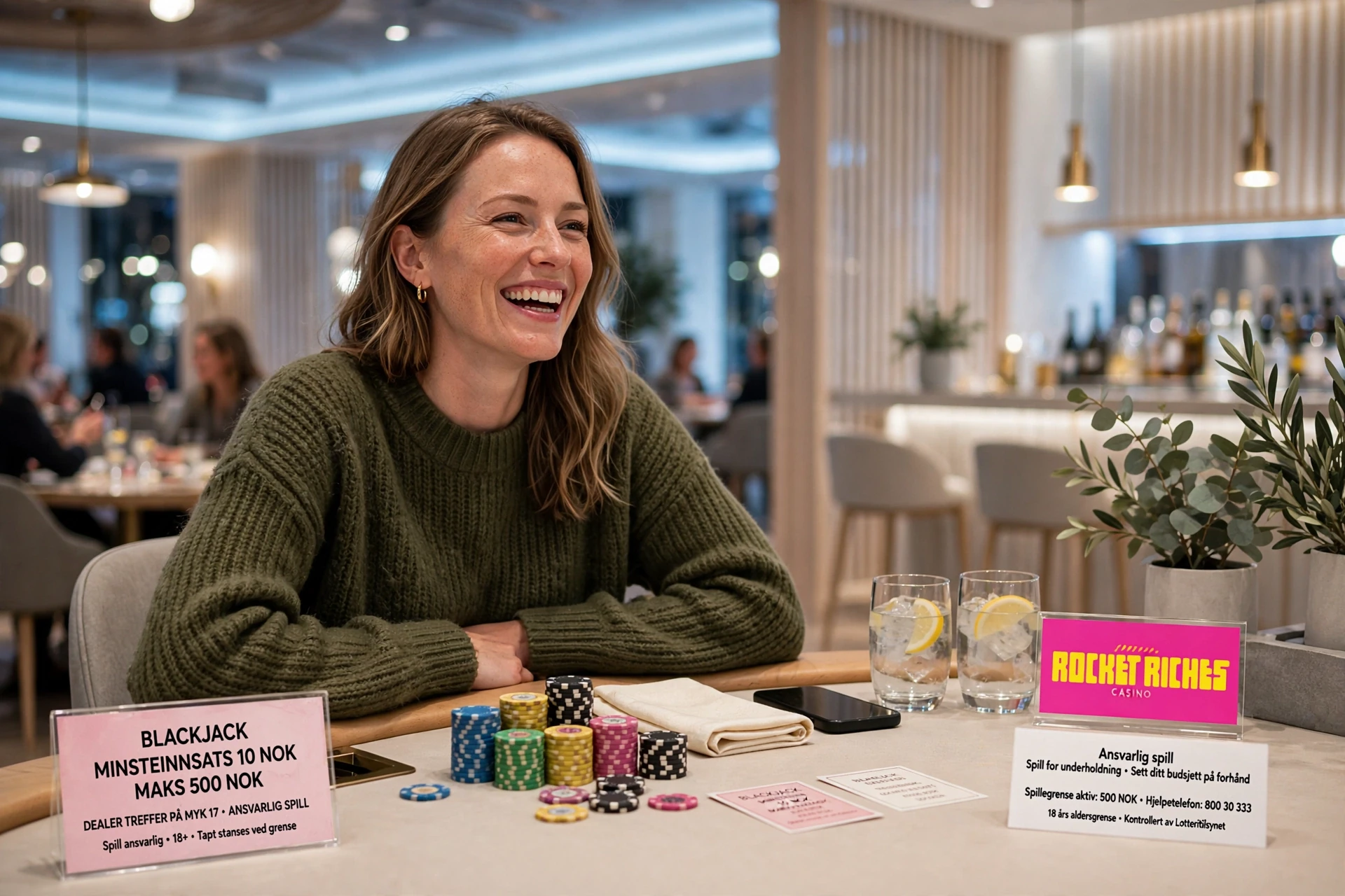 bonus i hendene til en mann på Rocket Riches Casino