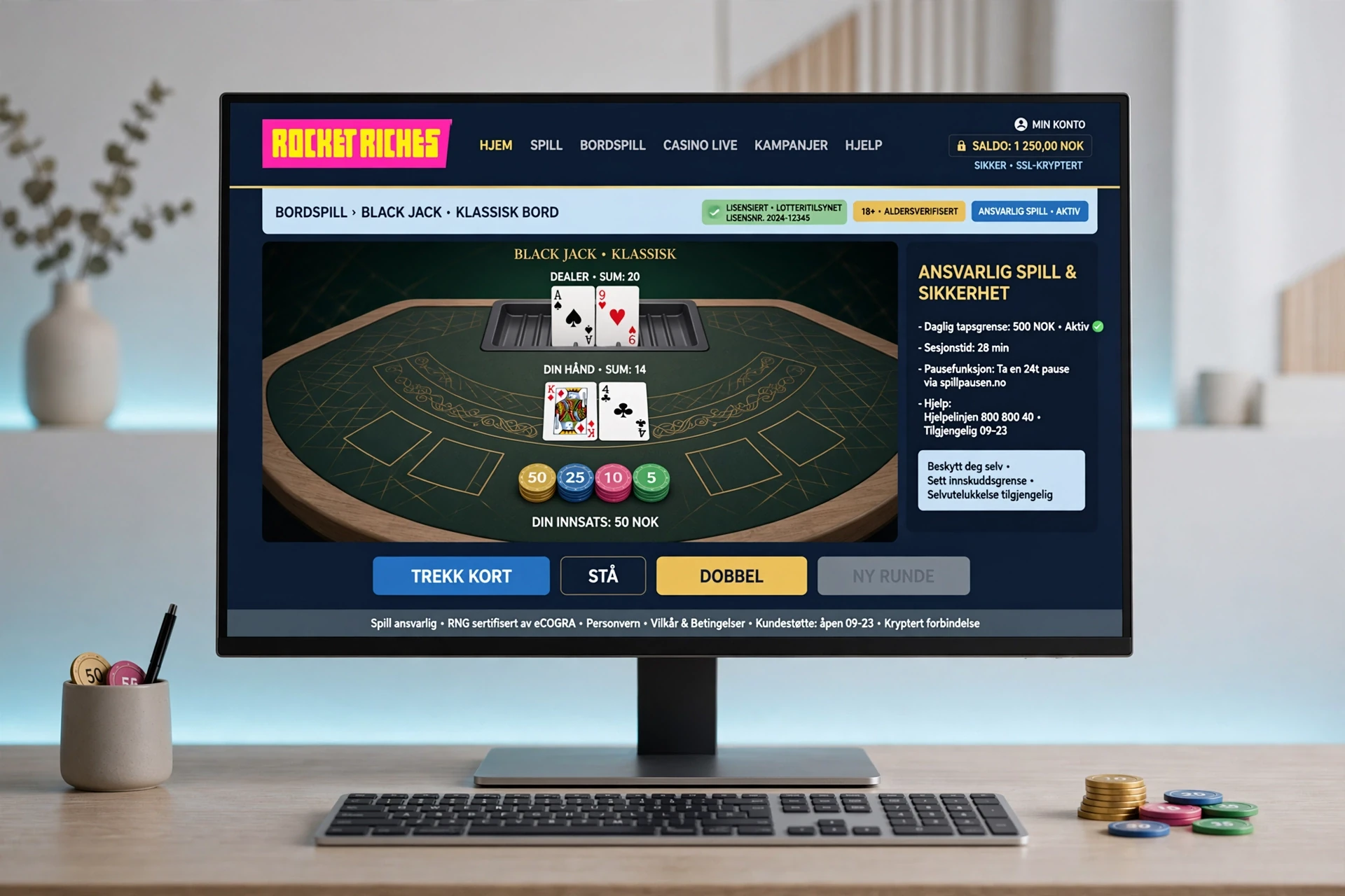 Baccarat-spill online på Rocket Riches Casino