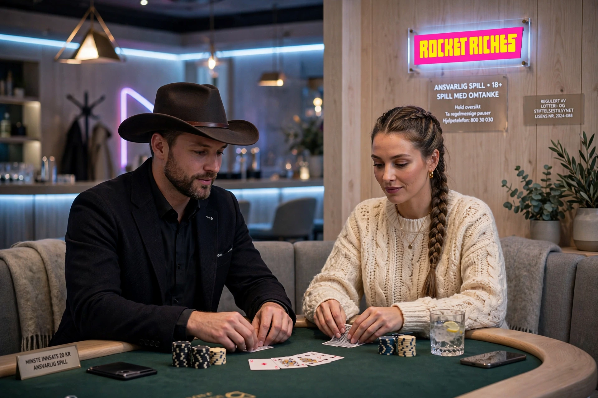 bilde av to pokerspillere ROCKET RICHES CASINO