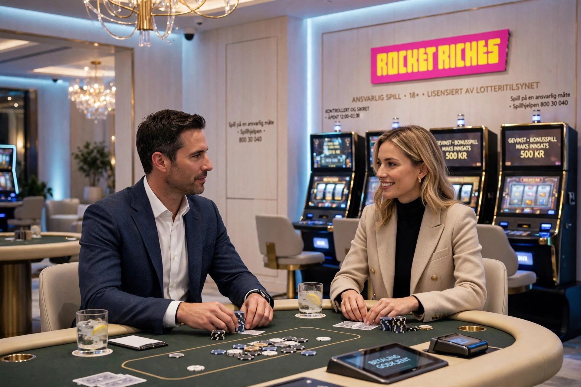 To pokerspillere på Rocket Riches Casino